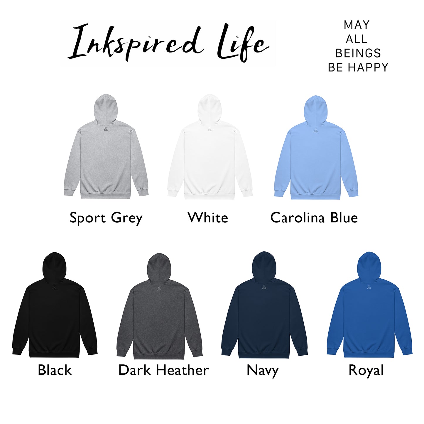 Full-Zip Hoodie, May All Beings Be Happy - 7 colors